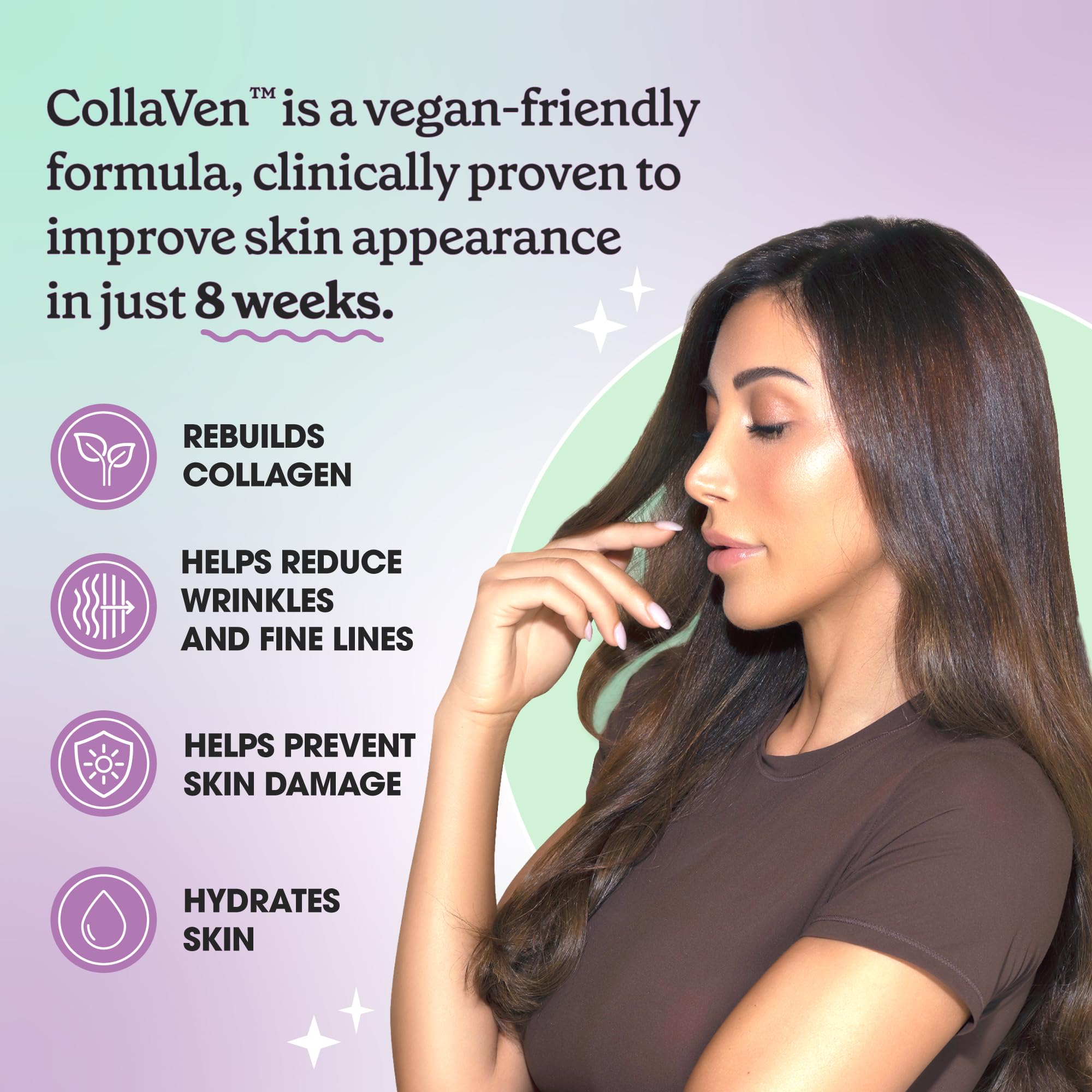 Fit & Lean CollaVen Vegan Collagen Builder, Clinically Proven, Vegan, Plant-Based Collagen with Vitamin C for Youthful & Hydrated Skin, Reduces Wrinkles, Boosts Collagen Production, 60 Vegan Capsules