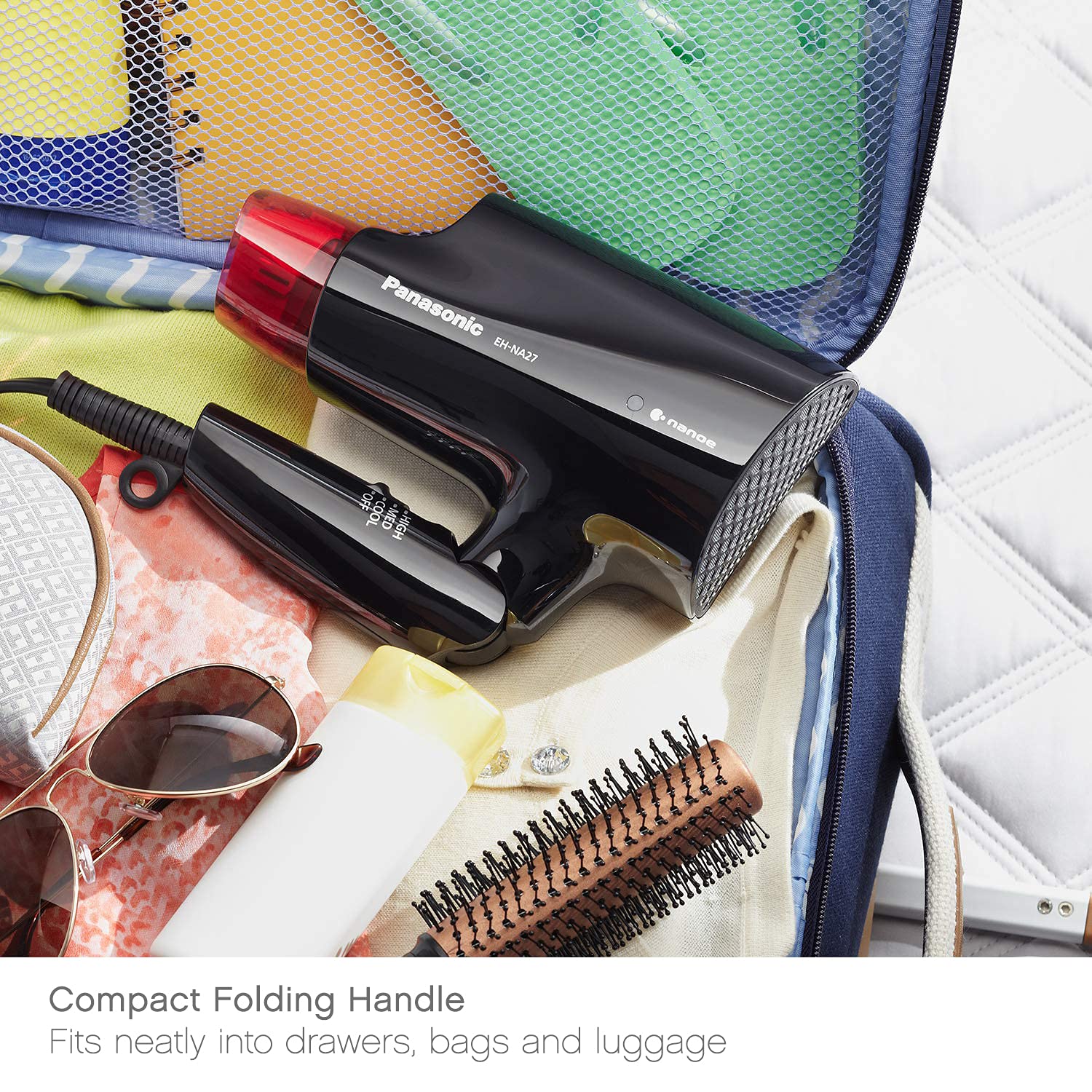 Panasonic Compact Hair Dryer with Folding Handle and Nanoe Technology for Smoother, Shinier Hair, 0.82 Pound