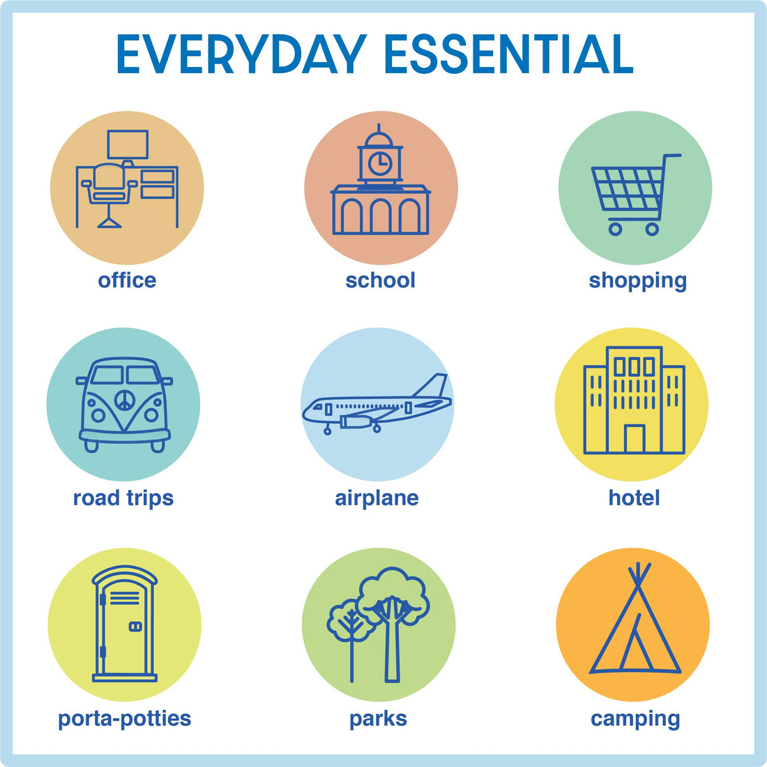 Handy Basix XL Full Coverage Disposable Toilet Seat Covers for Kids, Adults & Potty Training, Waterproof, 20 Pcs - Single Wrapped (Good Vibes)