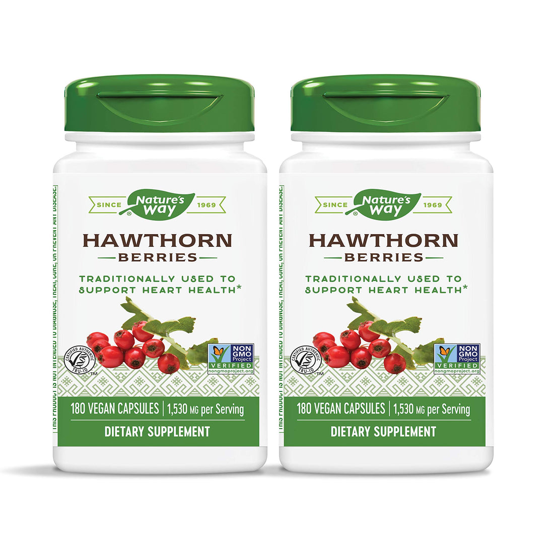 Nature's Way Herbal Hawthorn Berries, Traditional Heart Health Support*, 180 Vegan Capsules (Packaging May Vary) - 2 Pack