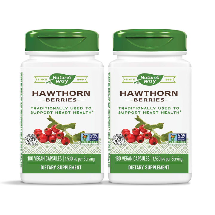 Nature's Way Herbal Hawthorn Berries, Traditional Heart Health Support*, 180 Vegan Capsules (Packaging May Vary) - 2 Pack