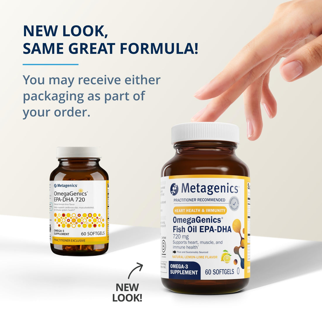 Metagenics OmegaGenics Fish Oil EPA-DHA 720 mg - Omega-3 Fish Oil Supplement - for Heart Health, Musculoskeletal Health & Immune System Health* - with DHA & EPA - 60 Softgels