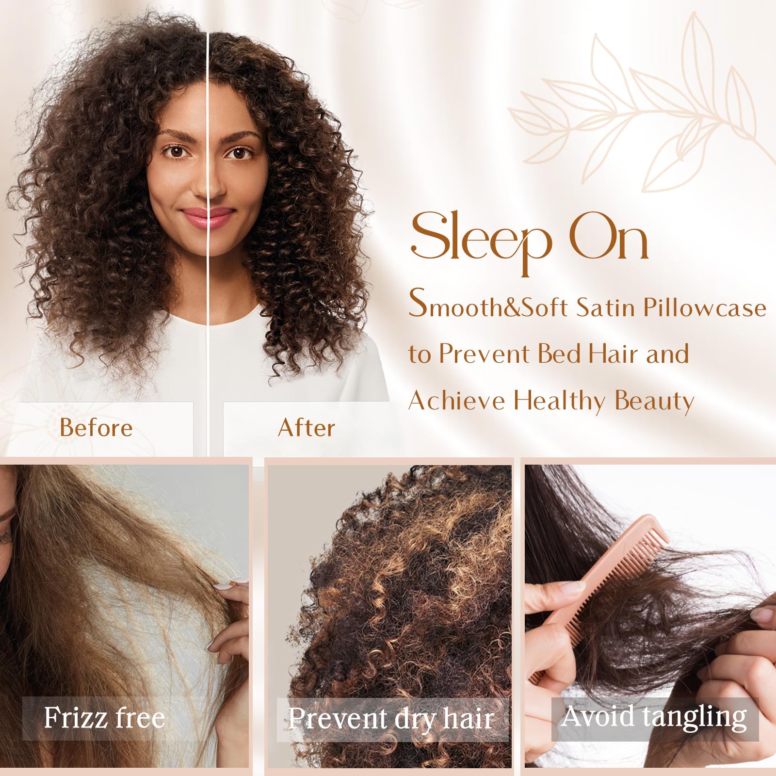 Yanibest Satin Pillowcase, Silk Pillow Cases for Hair and Skin with Zipper, Queen Pillow Cases Set of 2 for 20x30, Exquisite Packaging for Women Men