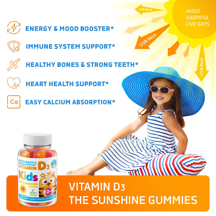 DR. MORITZ Vitamin D Gummies for Kids and Adults (2000 IU) - Chewable Kids Vitamin D Supplement for Immune Support - Vegetarian and Gelatin-Free, 2 Pack (120 Count)