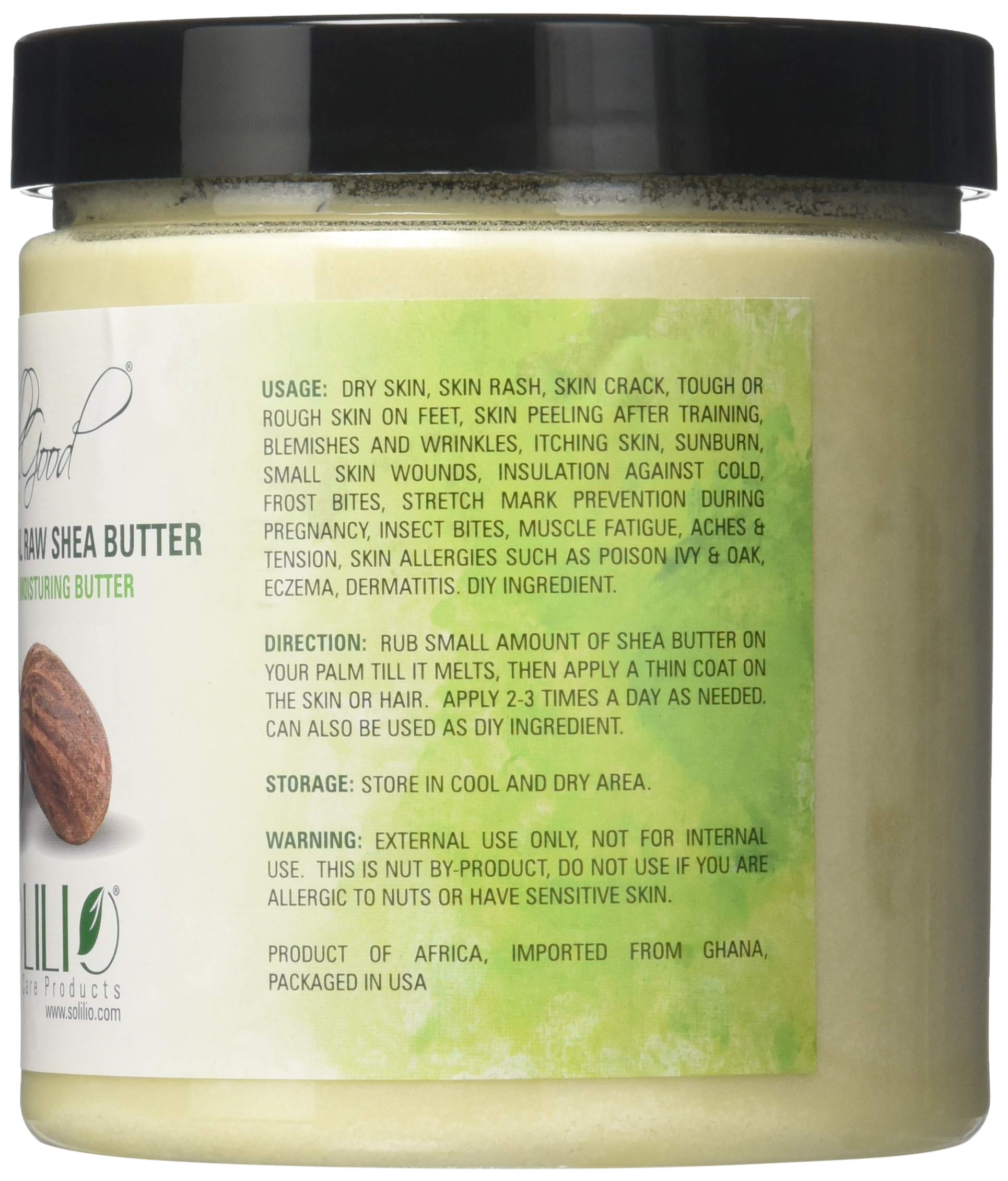 SmellGood - Pure Unrefined Shea Butter, totally natural and organic, ivory color, packed in 16 oz Jar, 2 Units