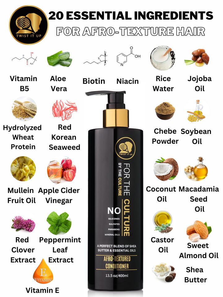 Twist It Up Hair Conditioner with 20 Natural Ingredients, Sulfate Free Conditioner for Curly or Afro-textured Hair, 13.5 Fl Oz
