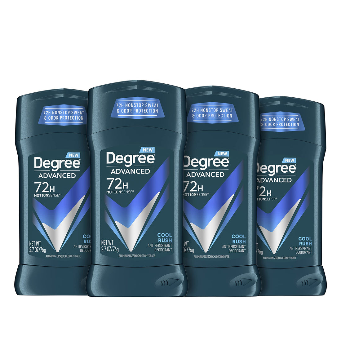 DEGREE Men Antiperspirant Deodorant 48Hour Protection Deodorant for Men oz 4 Count, Cool Rush, 2.7 Ounce