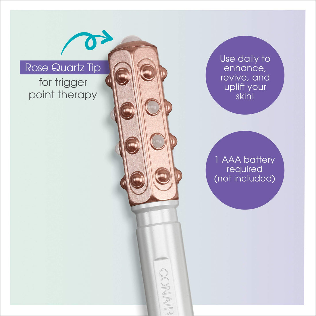True Glow by Conair Battery Operated Facial Massaging Beauty Roller, Uplifting Facial Roller