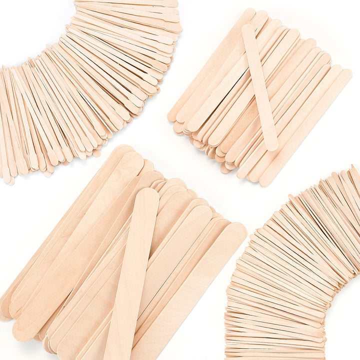 EWVVSS 4 Style 500 Pcs Waxing Sticks Assorted Wax Applicator Sticks For Body Legs Face With Small Medium Large Sizes Wood Popsicle Sticks For Waxing Or Wood Craft Sticks
