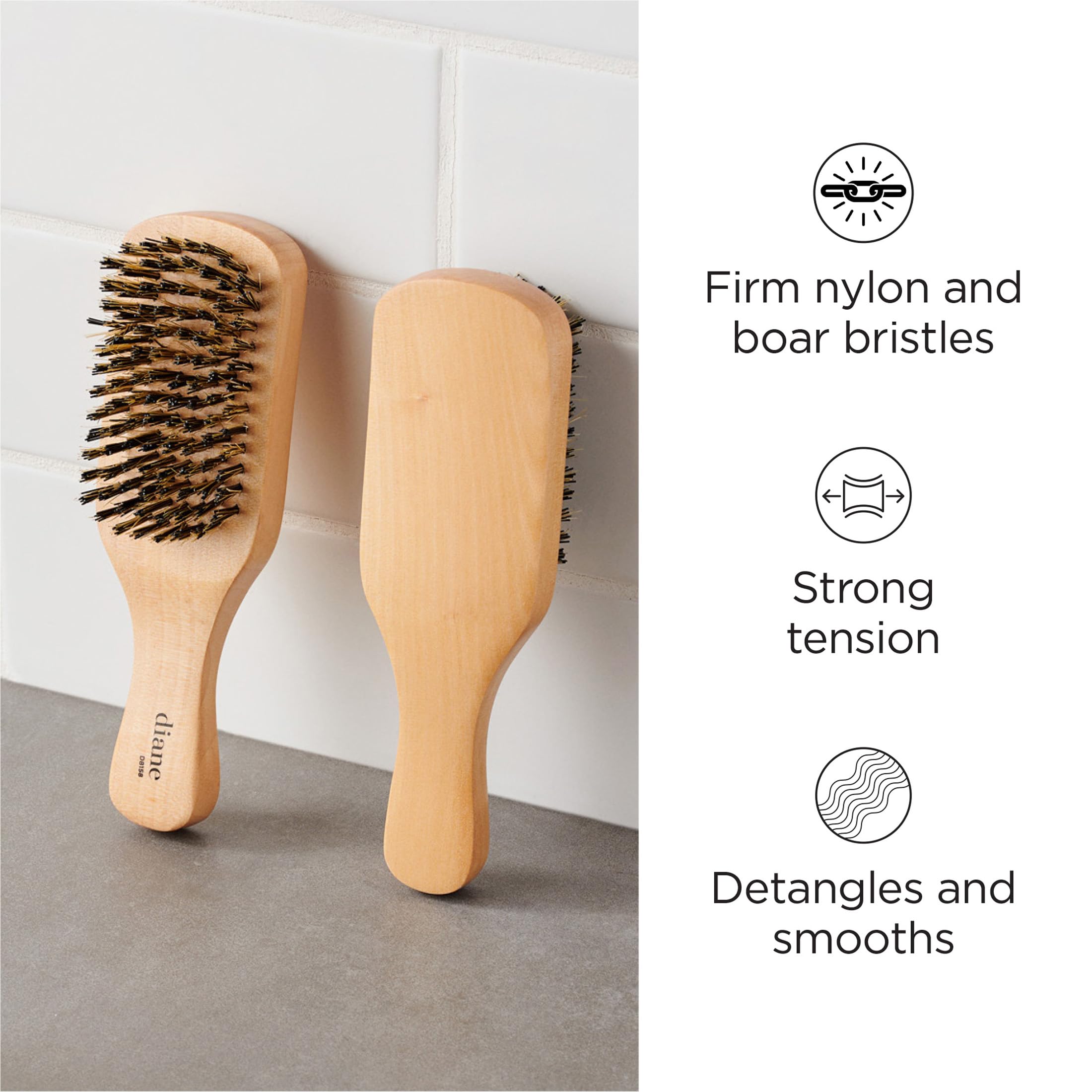 Diane Club Brush, Extra Firm Reinforced Boar Bristles