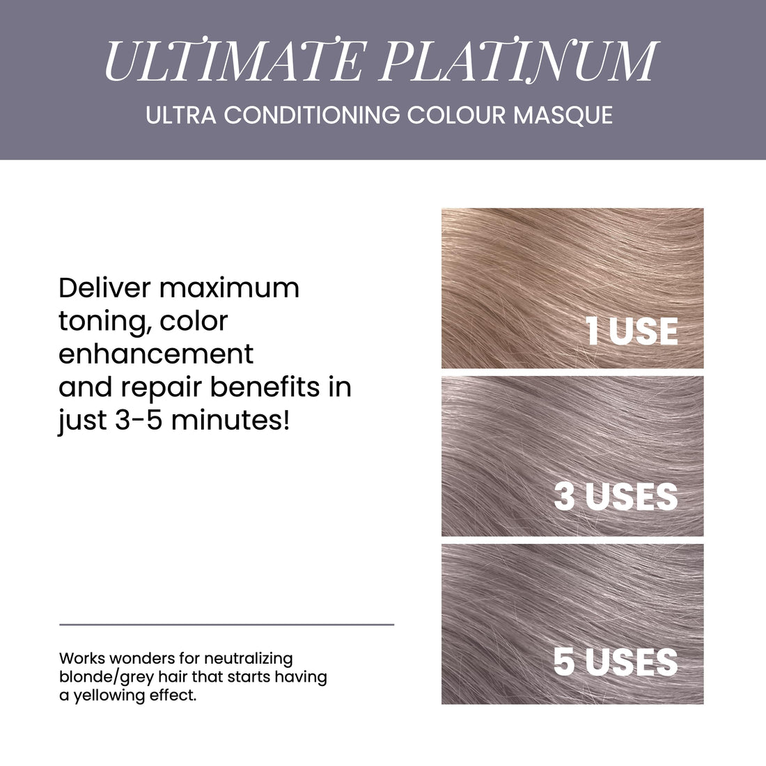 ALOXXI InstaBoost PLATINUM Color Depositing Conditioner Mask, Instant Temporary Hair Color Dye, Ultra Conditioning Color Masque Balances Brassy, Yellow Tones (Ultimate Platinum), 6.8 Fl Oz