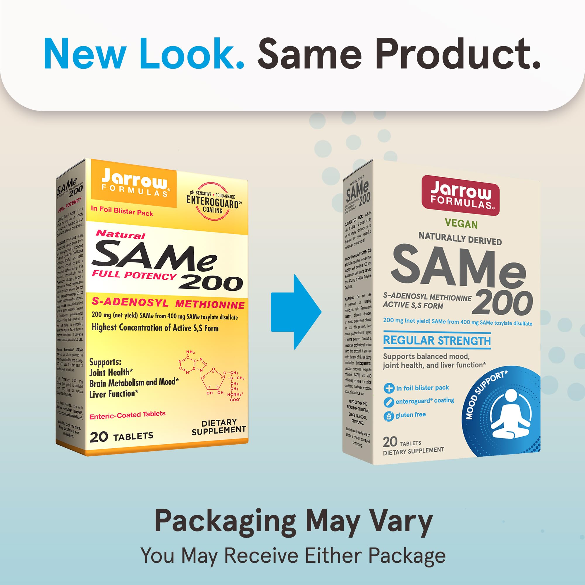 Jarrow Formulas Same 200 mg, Supports Joint Health, Liver Function, Brain Metabolism, 20 Tablets, Up to A 20 Day Supply