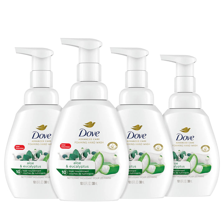 Dove Nourishing Foaming Hand Wash For Clean and Softer Hands Aloe and Eucalyptus Cleanser That Washes Away Dirt and Germs 10.1 oz 4 Count