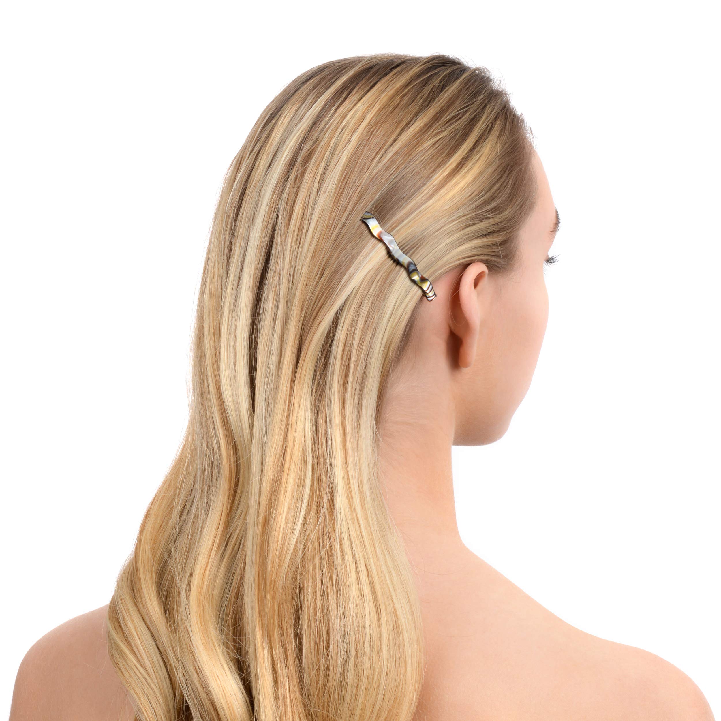 Onyx : France Luxe Wavy Tige Boule Barrette - Onyx