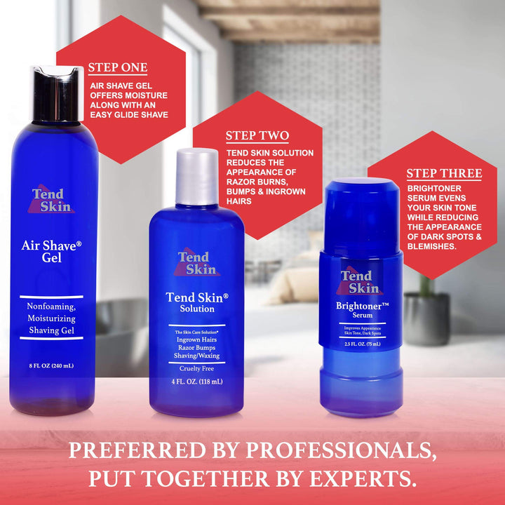 Tend Skin Razor Burn Shaving Kit [Shave Gel + Post Shave + Brightoner Serum ]