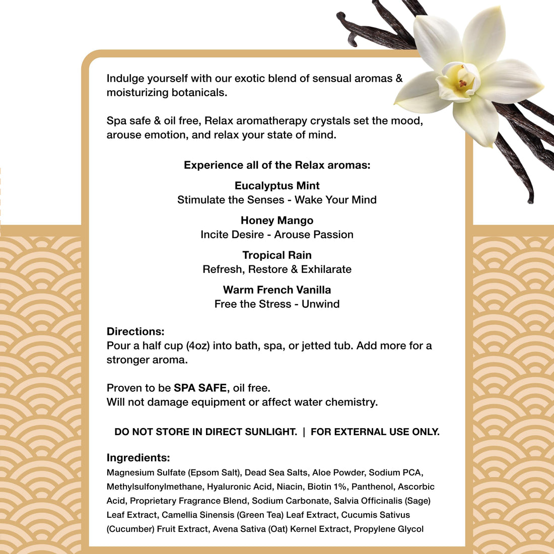 Relax Spa & Bath, Epsom & Dead Sea Salts, Aromatherapy Bath Salts for Hot Tub, Bath, or Spa, Infused with Magnesium, Warm French Vanilla Scent