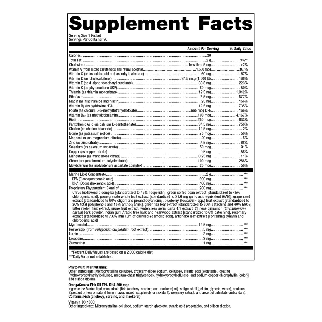 Metagenics Wellness Essentials Daily Packs - 30 Daily Multivitamin Packs - Heart Health Support* - with Vitamin A, C, D, E - Omega-3 Fatty Acids - Non-GMO & Gluten Free - 30 Packets