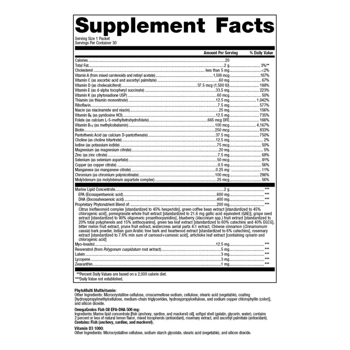 Metagenics Wellness Essentials Daily Packs - 30 Daily Multivitamin Packs - Heart Health Support* - with Vitamin A, C, D, E - Omega-3 Fatty Acids - Non-GMO & Gluten Free - 30 Packets