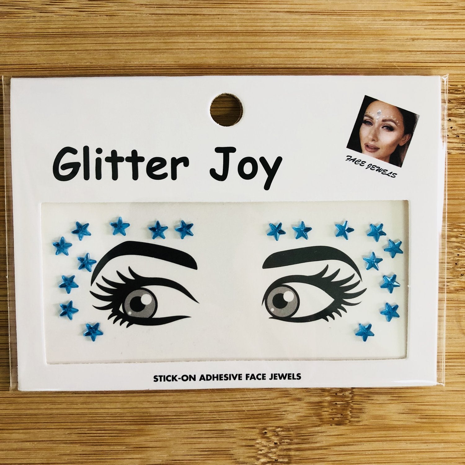 Leoars 2 Sets Eye Corners Face Jewels Blue Stars Bindi Rhinestone Festival Decorations Jewels Body Glitter Crystal Sticker Temporary Tattoo