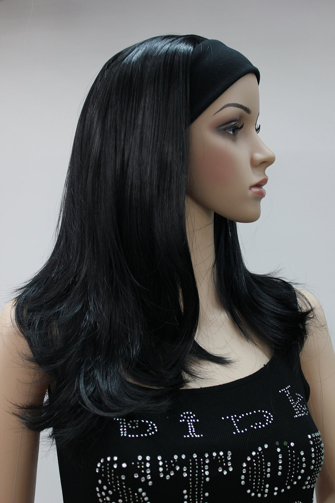 1# jet black : Lydell Long Straight Wave Headband Synthetic Wigs (1# jet black)