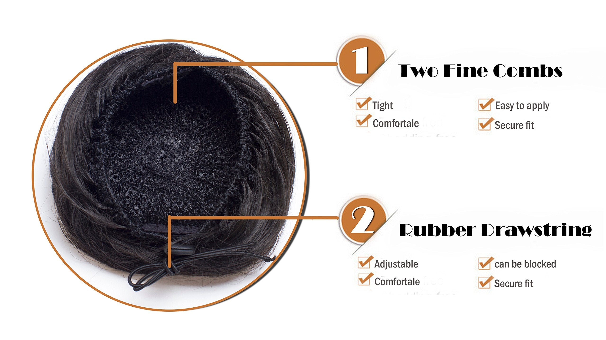 OneDor Synthetic Hair Bun Extension Donut Chignon Hairpiece Wig (8A-Light Chestnut Brown)