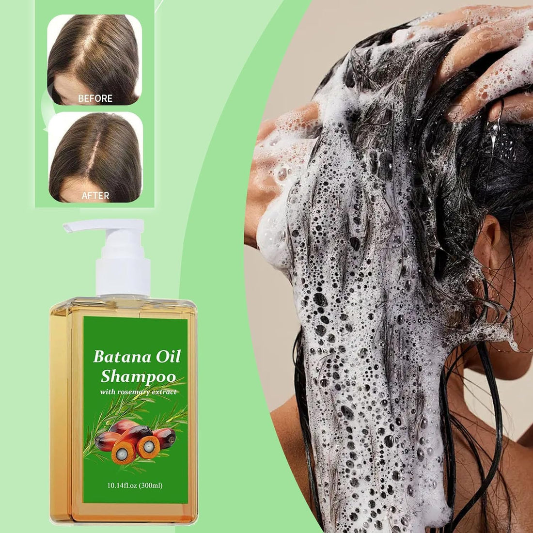 Batana Oil Shampoo for Hair Growth, Routine Shampoo Rosemary Oil for Thinning Hair for Women & Men, 9-in-1 Natural Hair Loss Shampoo with Biotin, hickening Hair Nourishing & Regenerating