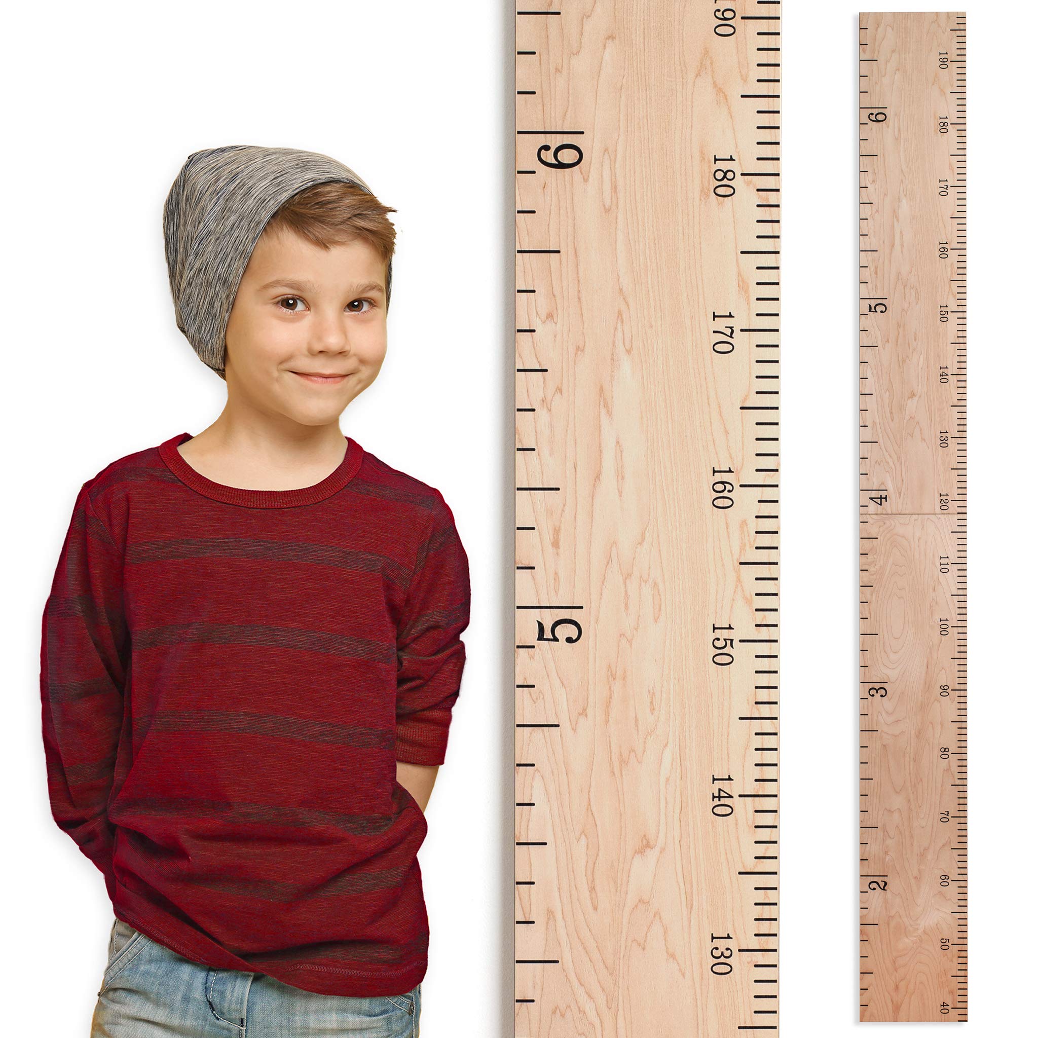 HEADWATERS STUDIO Wooden Growth Chart for Wall - Size Height Chart for Kids, Growth Measuring Board and Kids Height Wall Chart, Growth Chart for Kids, Height Chart for Wall - Natural (63x6.7)