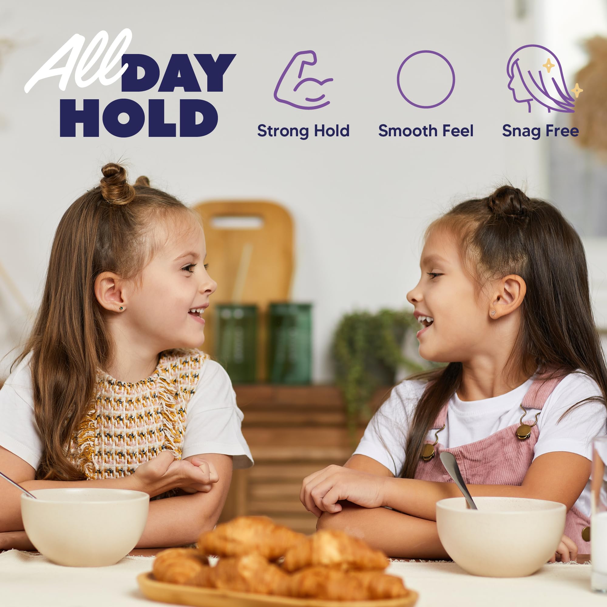 Large-92 Count, Clear: GUMI Reusable Extra Strong Hold Hair Elastics Large-92 Count Clear