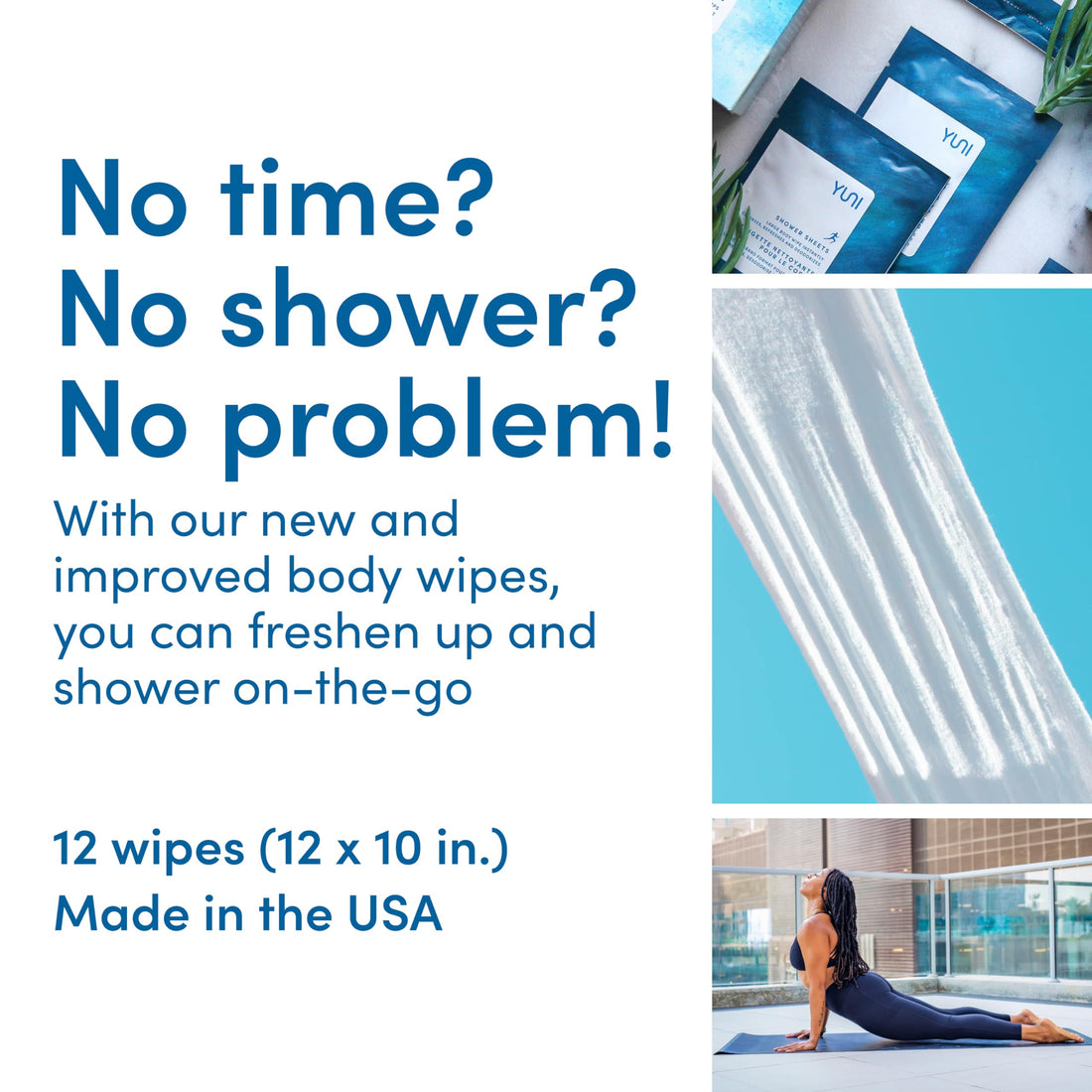 Yuni - Shower Sheet Body Wipes 12 Wipe(S)