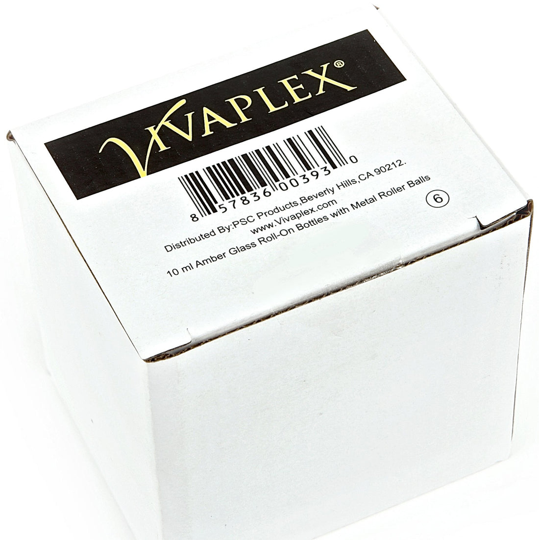 Vivaplex, 6, Amber, 10 ml Glass Roll-on Bottles with Stainless Steel Roller Balls - .5 ml Dropper included