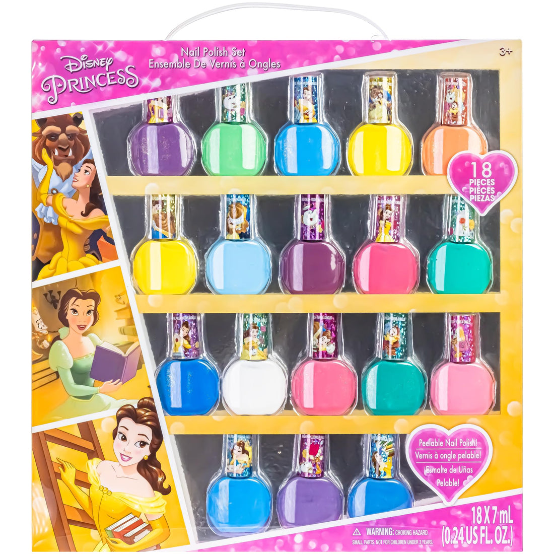 TownleyGirl Disney Princess Sparkly Peel-Off Nail Polish Pack for Girls - Set of 18 Colours