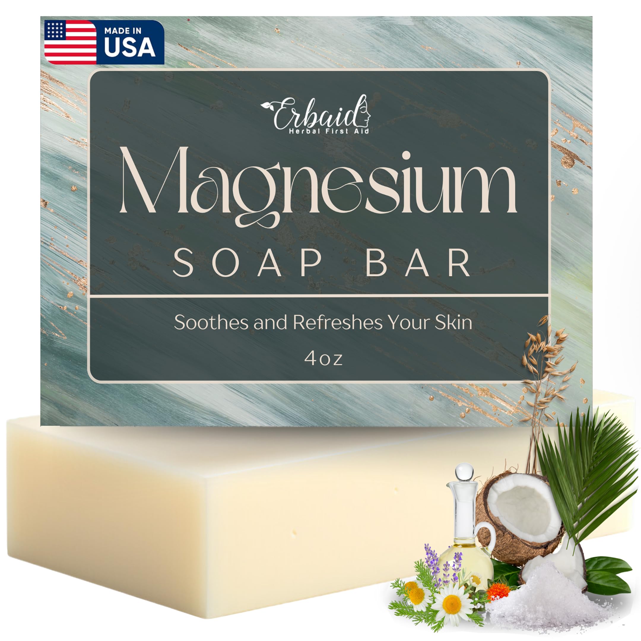 Dead Sea Magnesium Soap Bar – Deep Cleansing, Moisturizing Body Soap for Dry Itchy and All Skin Types – Shower Soap Soothes Muscles and Joints – All-Natural Exfoliating Face and Body Wash Made in USA