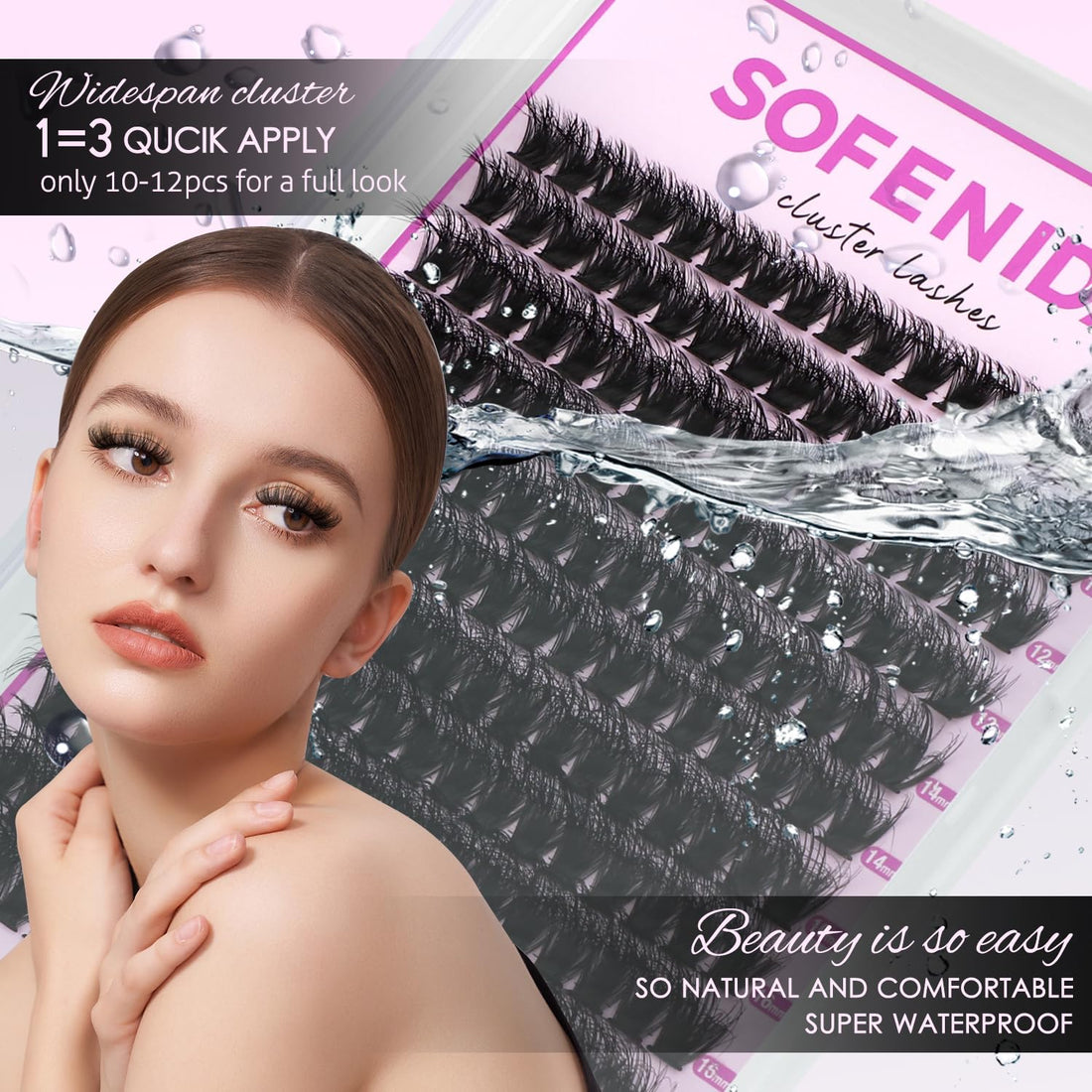 SOFENIDA Lash Clusters Kit 100D Thick Cluster Lashes 10-18mm Volume Eyelash Clusters D Curl Cluster Eyelash Extensions 3D Wispy Lash Clusters DIY Lash Extension Kit(100D-10-18MIX Thick Kit)