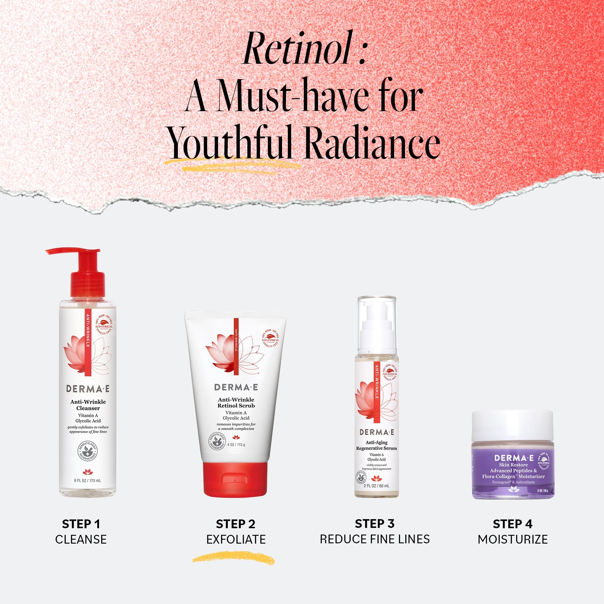 Derma E Natural Bodycare Vitamin A Glycolic Facial Scrub, 4-Ounce