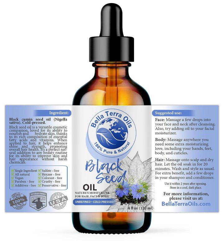 Bella Terra Oils - Organic Borage Seed Oil 4oz - Full of GLA, Embrace The Essence of Pure Organic Borage, Rich in Vitamins A & C, A Natural Boost for Skin's Vitality