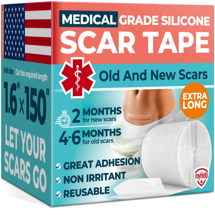 Medical Grade Silicone Scar Tape - Transparent (1.6”x150”) - Visible Difference on Surgical & Keloid Scars - Reusable Silicone Scar Sheets - Easy to Use Silicone Tape for Scars