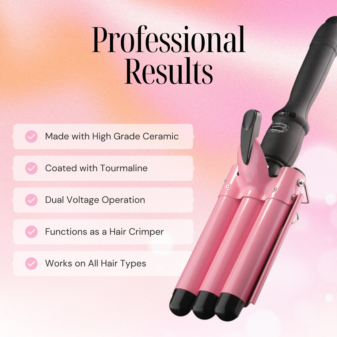 Alure Three Barrel Curling Iron Wand With LCD Temperature Display, 1 Inch Ceramic Tourmaline Triple Barrels, Dual Voltage Crimping Tool, Best Hair Waver For Beachy/Frizz Free Waves