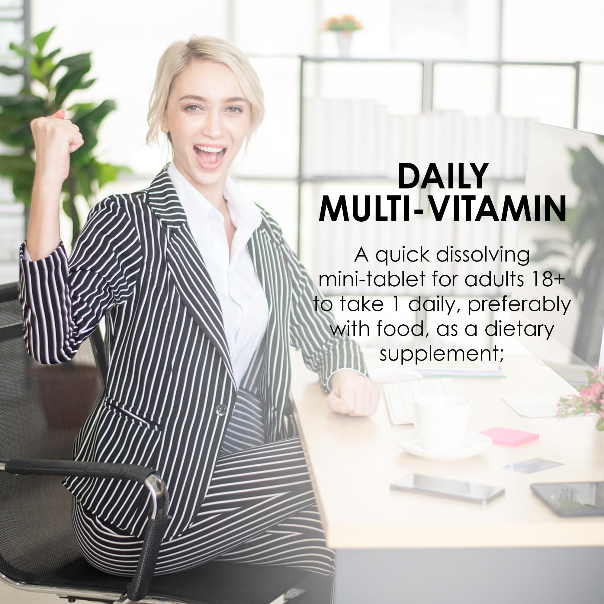 MASON NATURAL Mini Multi Vitamins, Vitamins A, C, D3, E, B1, B2, B3, B6, B12, Folate and Calcium for Overall Health, 300 Day Supply