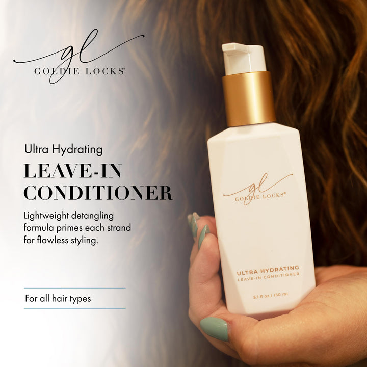 Goldie Locks Ultra Hydrating Leave-In Conditioner that Strengthens Hair, Detangles Unruly Hair, Provides All Day Hydration, UV Protection, Moisturizes, Frizz Control, Extension & Color Safe, 5.1 Fl Oz