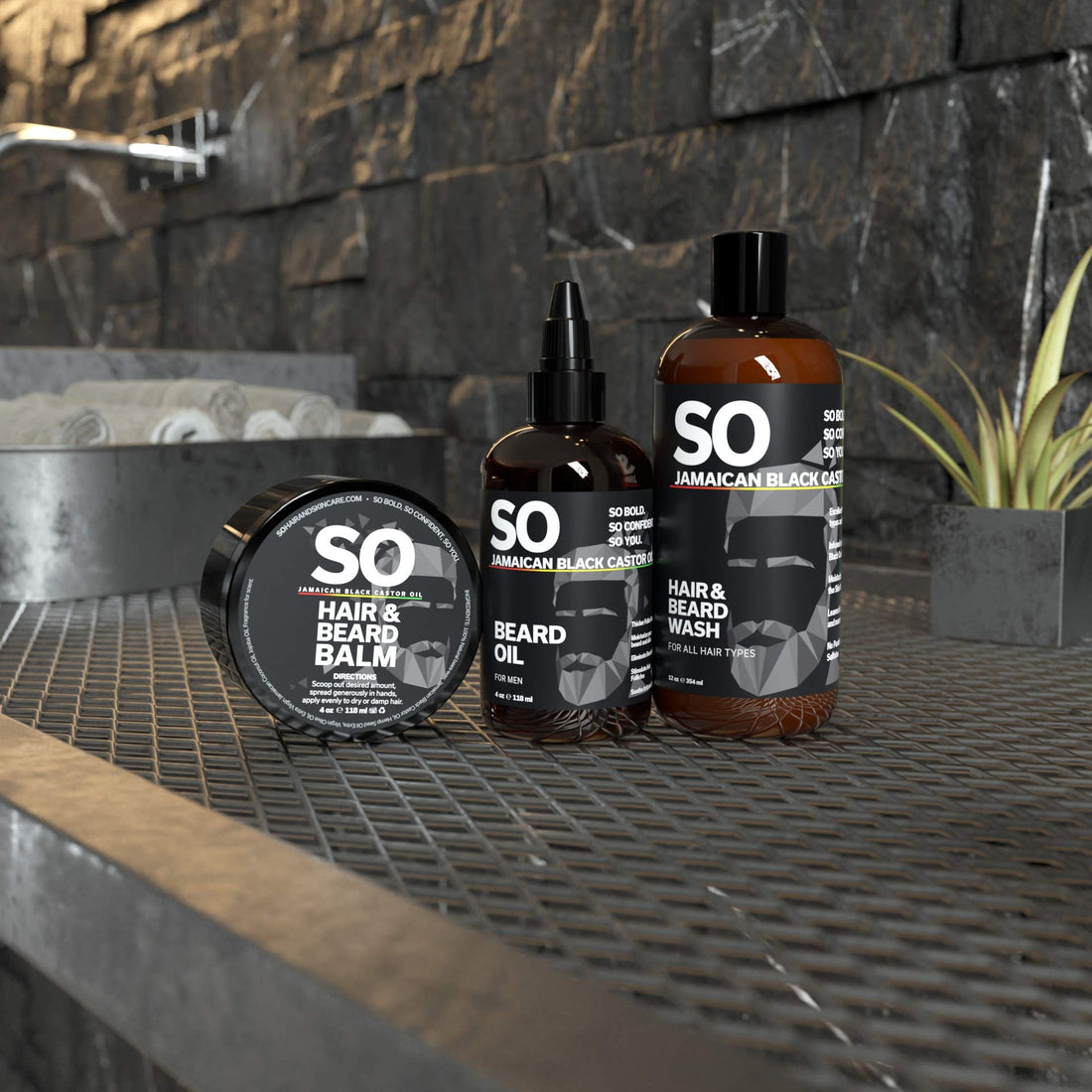 SO Jamaican Black Castor Oil Fast Absorbing, Promote Beard and Hair Growth, Best Oil for Men's & All Hair Textures, Grow Strong Healthy Hair, Brown, Bamboo Lotus, 2 Fl Oz