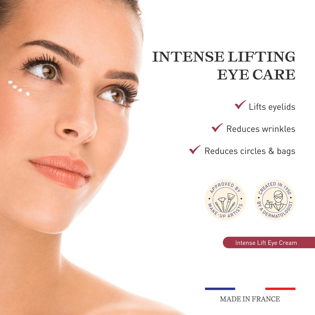 Embryolisse Intense Lift Eye Cream. Lifts Eyelids, Reduces Wrinkles, Circles, And Bags. Targeted Anti-Aging Treatment With Hyaluronic Acid 0.5 fl.oz.