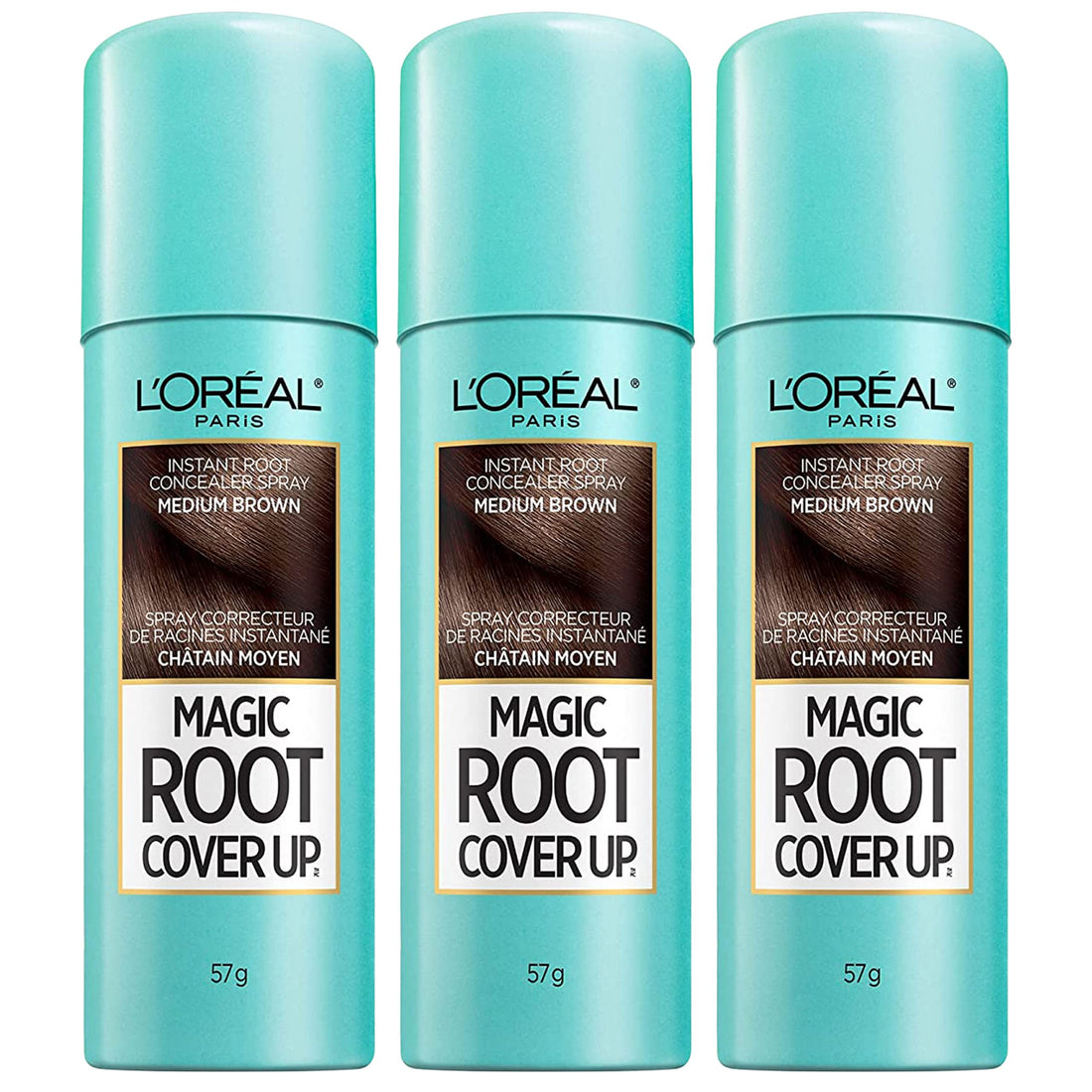 L'Oreal Paris Root Cover Up Hair Color Touch Up Spray, Medium Brown, 2 Ounce (Pack of 3)