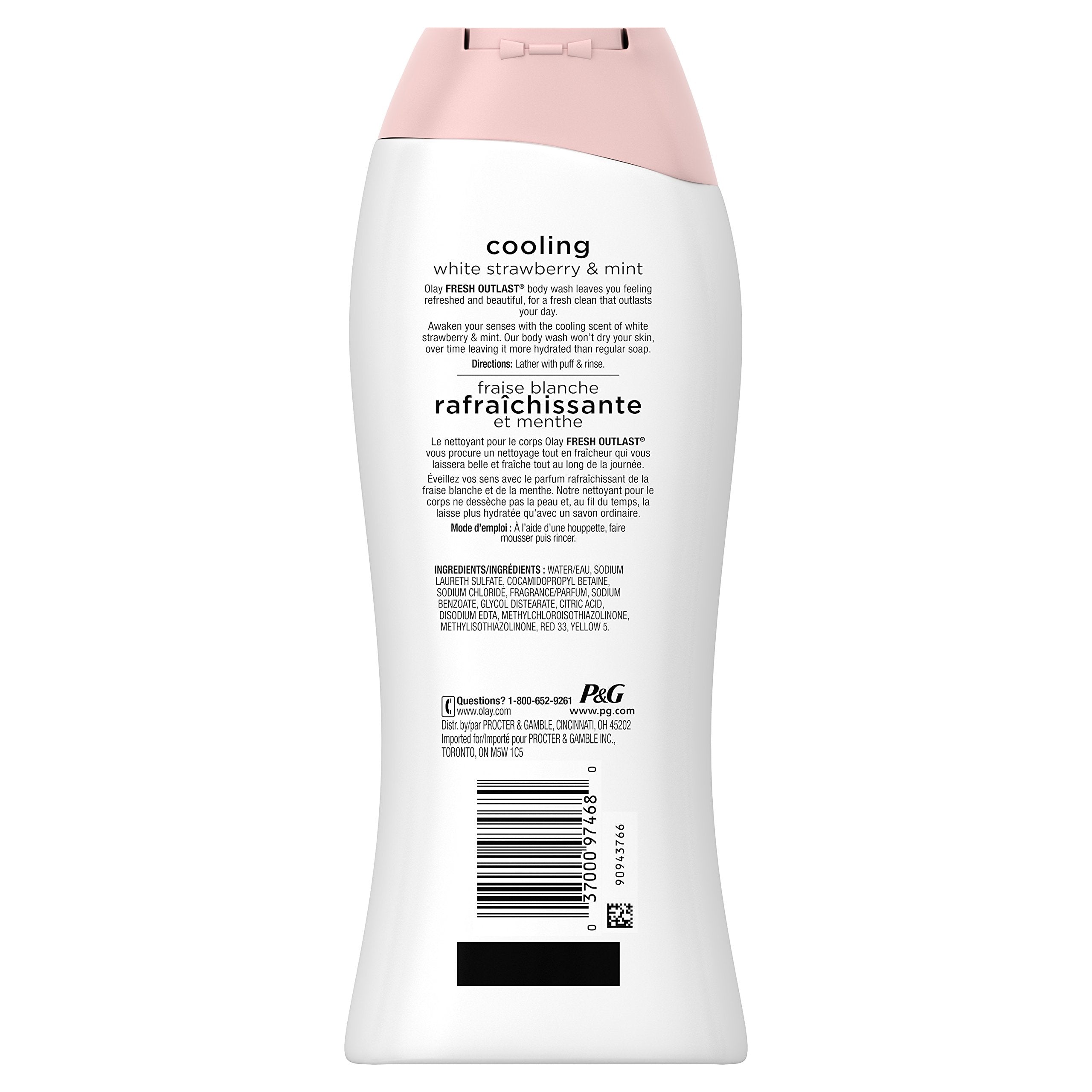 Olay Fresh Outlast Cooling White Strawberry and Mint Body Wash, 22 Fluid Ounce