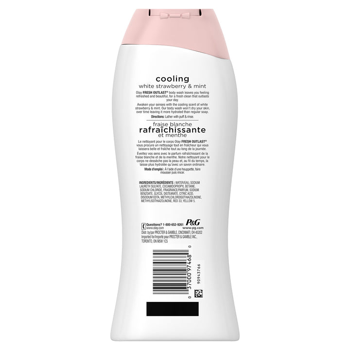 Olay Fresh Outlast Cooling White Strawberry and Mint Body Wash, 22 Fluid Ounce