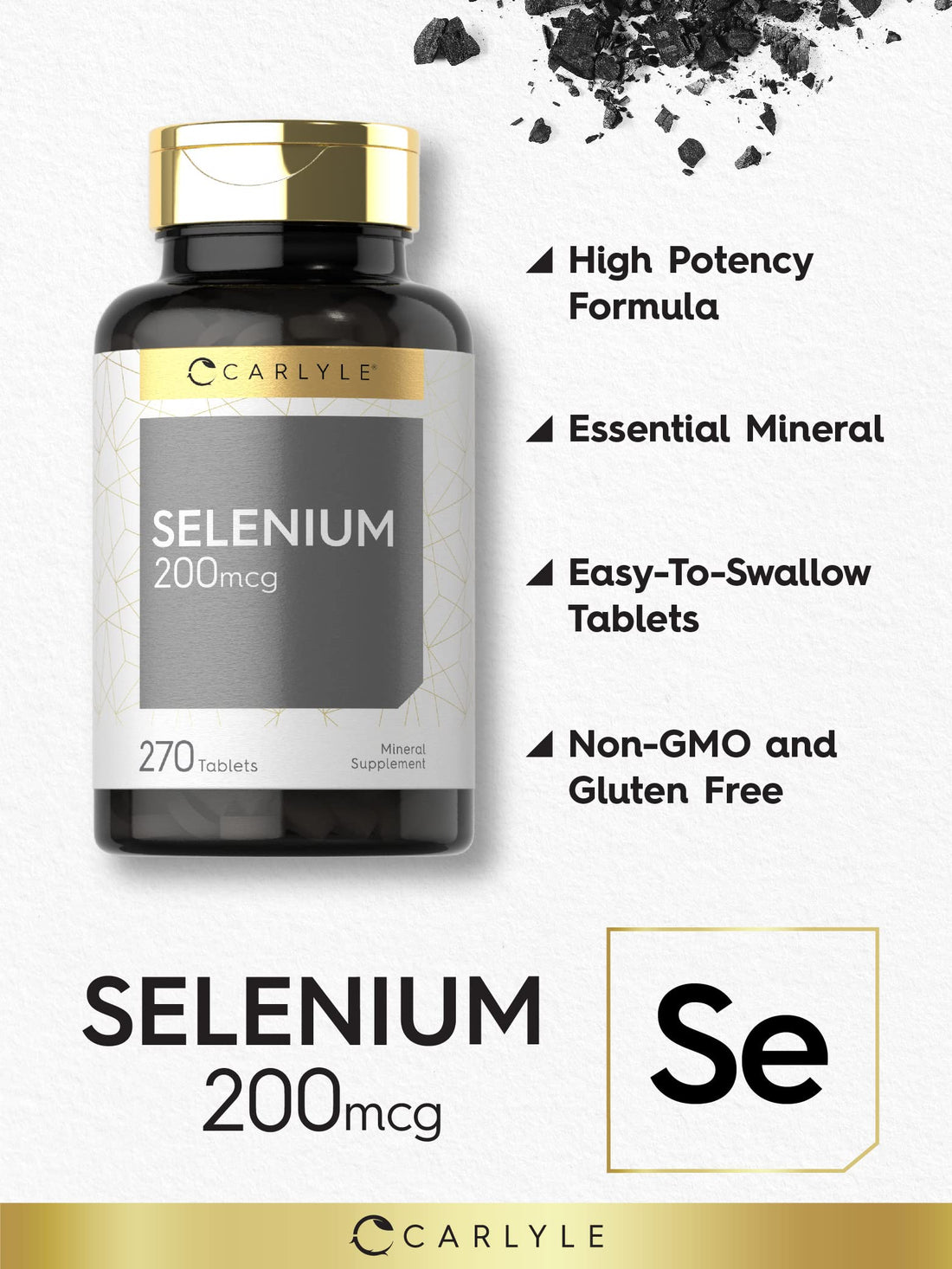 Carlyle Selenium Supplement 200mcg | 270 Tablet Capsules | Essential Trace Mineral | Vegetarian, Non-GMO, Gluten Free