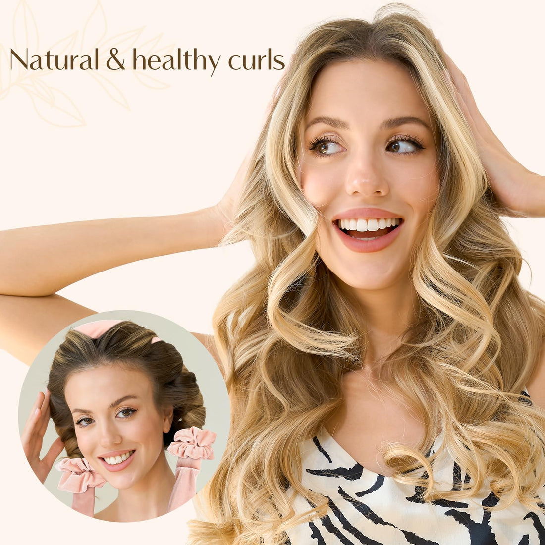 Yanibest Heatless Curls Overnight, Soft Heatless Hair Curler to Sleep in, No Heat Ribbon Wrap, Heatless Curling Set for Long Short Hair with Hair Scrunchies and Clip