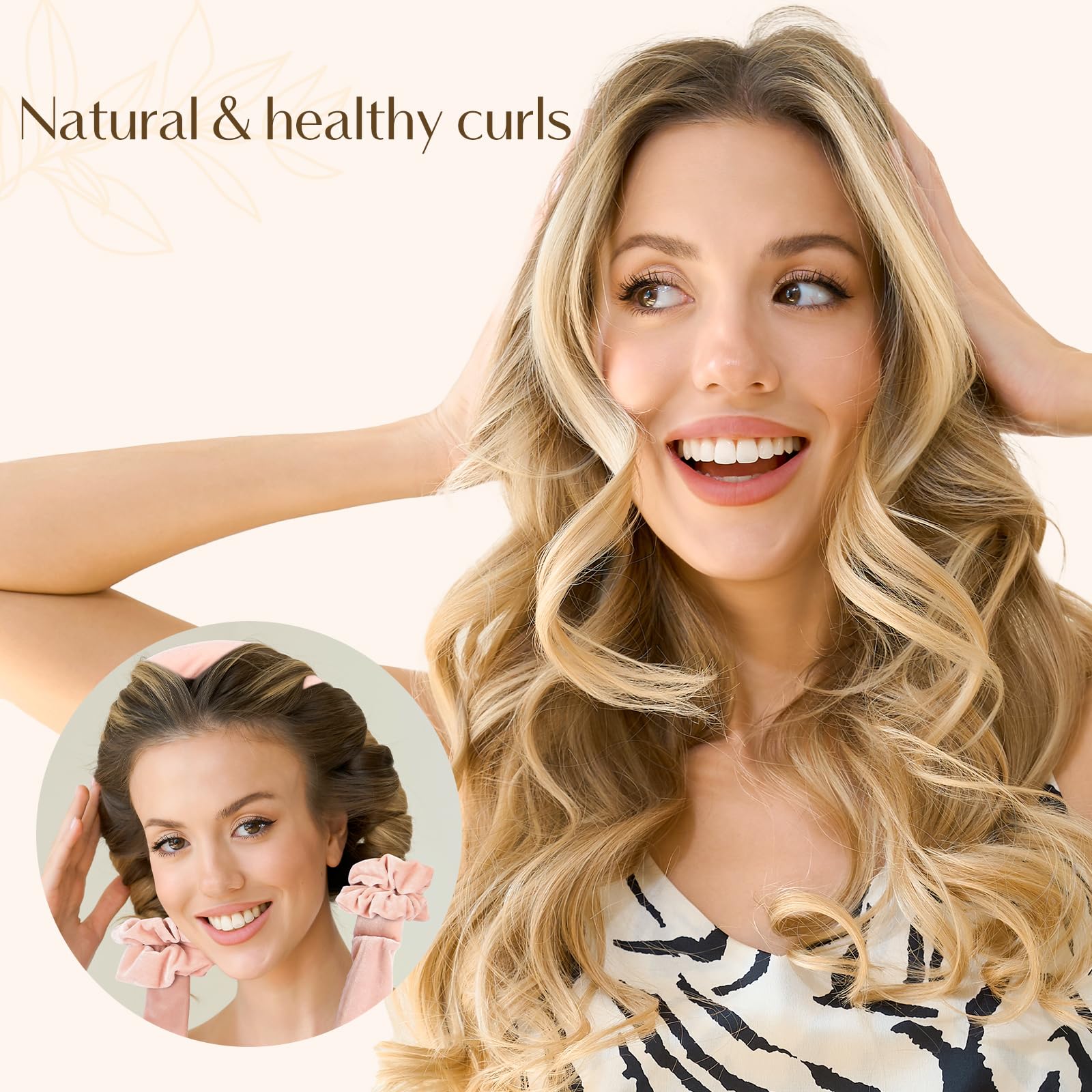 Yanibest Heatless Hair Curler, No Heat Hair Curlers to Sleep in, Super Soft Ribbon Wrap for Long Hair, Overnight Heatless Curling Set with Scrunchies and Clip, for All Hair types