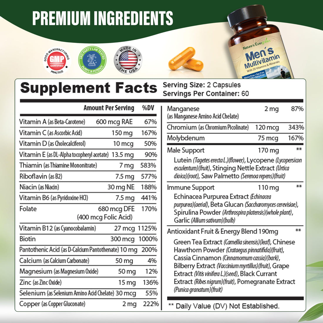 Best Multivitamin for Men | Completely Men's Multivitamins & Multiminerals with Over 20 Vitamins A, C, D, E, B12, Zinc & More Essential Vitamins for Men | Energy, Focus & Immune Health. 120 Capsules