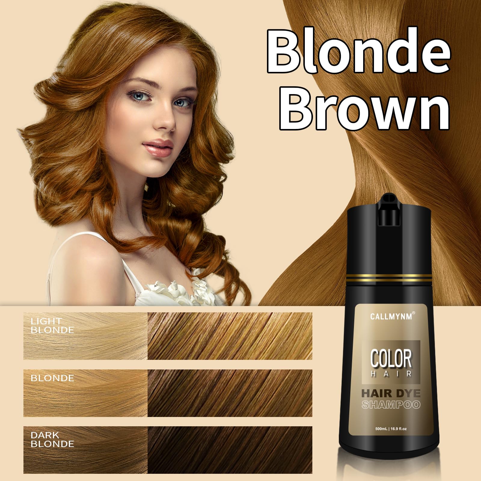 Sklight Hair Dye Shampoo 3 in 1, Long-Lasting Hair Color Shampoo for Women & Men, Instant Magic Hair Dye with Herbal Ingredients, Champu Para Canas Mujer 16.9 Fl Oz (Blonde Brown)
