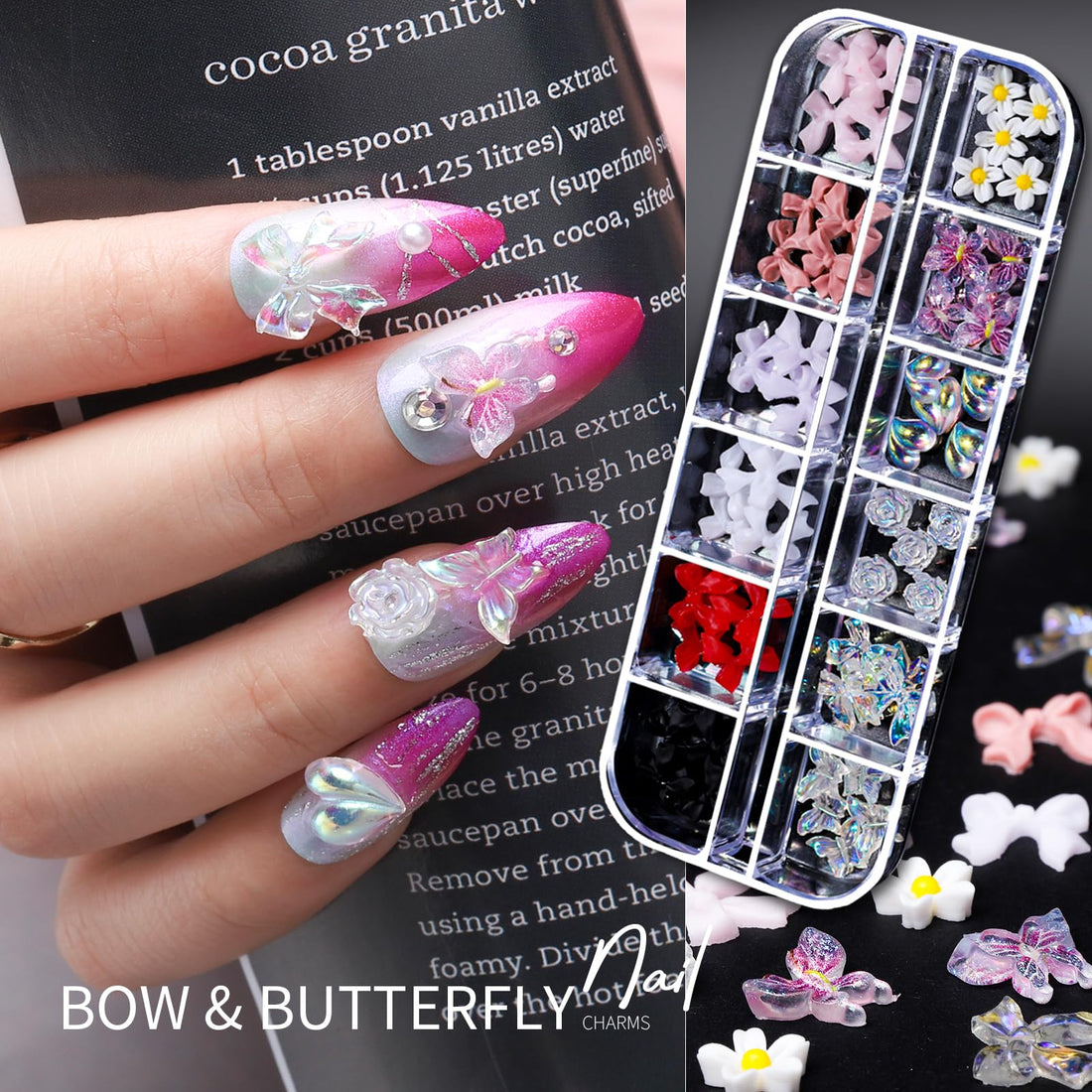 Teenitor Nail Charms Nail Art Kit with 15 Sheets Gold Nail Stickers, 6 Boxes of Nail Gems Nail Art Tools Nail Rhinestones for Nails, Nail Supplies 3D Nail Charms and Gems Nail Decals Nail Pearls